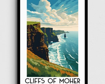 Cliffs of Moher Painting, Ireland Travel Art (Digital Download)