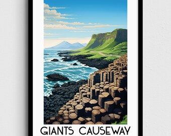 Giant's Causeway Art Print, Northern Ireland Travel Poster (Digital Download)