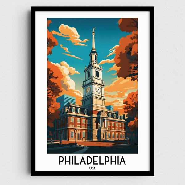 Philadelphia Travel Wall Art, Pennsylvania Painting Gifts, USA Home Decor, Digital Prints Posters, Printable Handmade Art, Canvas Download