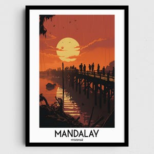 Mandalay Travel Wall Art, Myanmar Painting Gifts, Asia Home Decor, Digital Prints Posters, Printable Handmade Art, Canvas Download