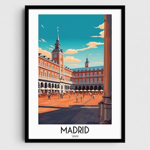 Madrid Travel Wall Art, Spain Painting Gifts, Europe Home Decor, Digital Prints Posters, Printable Handmade Art, Spanish Canvas Download