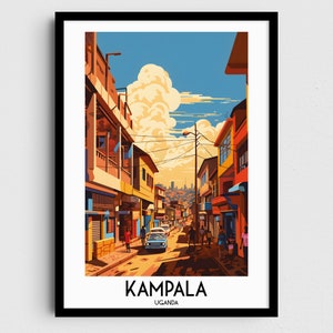 Kampala Travel Wall Art, Regalos de pintura de Uganda, Decoración del hogar de África, Carteles de impresiones digitales de Uganda, Arte hecho a mano imprimible, Descarga de lienzo