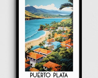 Puerto Plata Travel Poster, Dominican Republic, Caribbean Home Decor (Digital Print)