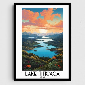Lake Titicaca Travel Wall Art, Bolivia Painting Gifts, South America Home Decor, Digital Prints Posters, Printable Handmade Art, Download