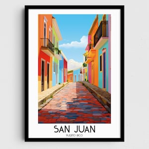 San Juan Travel Wall Art, Puerto Rico Painting Gifts, Caribbean Home Decor, Digital Prints Posters, Printable Handmade Art, Canvas Download