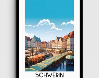 Schwerin Germany Travel Poster, Deutschland Art Print (Digital Download)