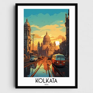 Kolkata Travel Wall Art, India Painting Gifts, Asia Home Decor, Digital Prints Posters, Printable Handmade Art, Indian Canvas Download