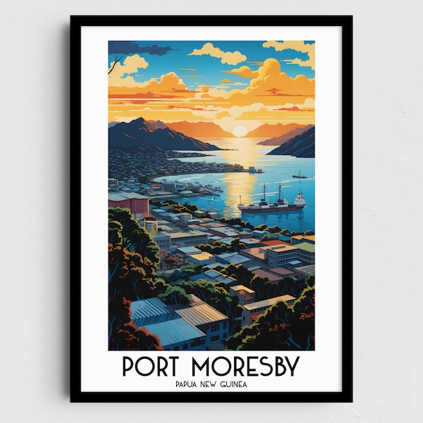 Port Moresby Travel Wall Art, Cadeaux de peinture de Papouasie-Nouvelle-Guinée, Décoration intérieure d’Océanie, Affiches d’impressions numériques, Art fait main imprimable, Télécharger