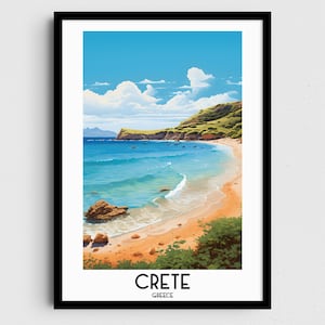 Crete Travel Wall Art, Greece Painting Gifts, Balkans Home Decor, Digital Prints Posters, Printable Handmade Art, Greek Canvas Download