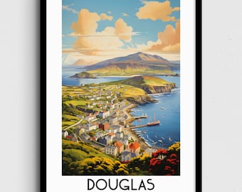 Affiche de voyage Douglas, île de Man, peinture côtière (téléchargement numérique)