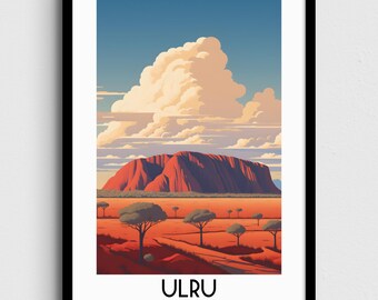 Uluru Australia Travel Poster, Oceania Home Decor (Digital Download)