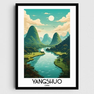 Yangshuo Travel Wall Art, China Painting Gifts, Asia Home Decor, Digital Prints Posters, Printable Handmade Art, Chinese Canvas Download