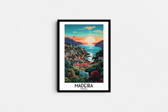 Madeira Portugal Travel Poster, Funchal Art Print (Digital Download)