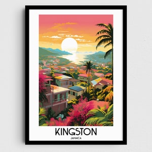 Kingston Travel Wall Art, Jamaica Painting Gifts, Caribbean Home Decor, Digital Prints Posters, Printable Handmade Art, Jamaican Download