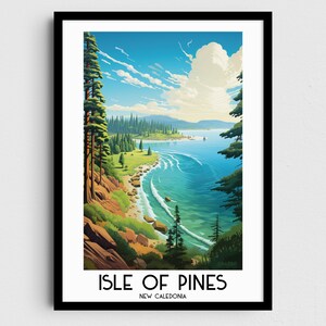 Arte de pared de viaje de Isla de Pinos, regalos de pintura de Nueva Caledonia, decoración del hogar de Francia, carteles impresos digitales, arte hecho a mano imprimible, descargar