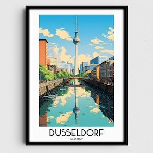 Düsseldorf Travel Wall Art, Germany Painting Gifts, Europe Home Decor, Digital Prints Posters, Printable Handmade Art, Canvas Download