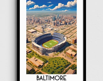 Baltimore Maryland Art Print, M&T Bank Stadium, USA Home Decor (Digital Download)