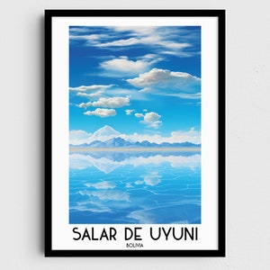 Salar de Uyuni Travel Wall Art, Bolivia Painting Gifts, South America Home Decor, Digital Prints Posters, Printable Handmade Art, Download