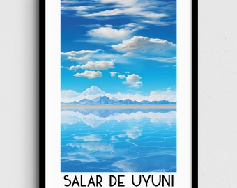 Salar de Uyuni Painting, Bolivia Travel Poster (Digital Download)