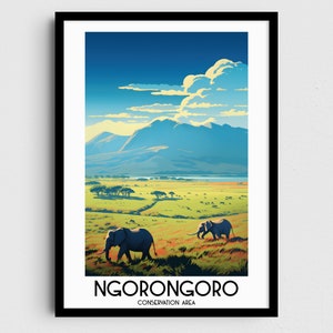 Ngorongoro Conservation Area Travel Wall Art, Tanzania Painting Gifts, Home Decor, Digital Prints Posters, Printable Handmade Art, Download