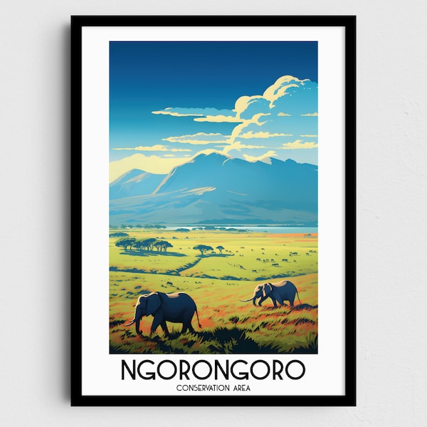 Ngorongoro Conservation Area Travel Wall Art, Tanzania Painting Gifts, Home Decor, Digital Prints Posters, Printable Handmade Art, Download