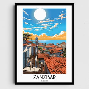 Zanzibar Travel Wall Art, Tanzania Painting Gifts, Africa Home Decor, Digital Prints Posters, Printable Handmade Art, Tanzanian Download