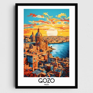 Gozo Travel Wall Art, Malta Painting Gifts, Europe Home Decor, Digital Prints Posters, Printable Handmade Art, Maltese Canvas Download