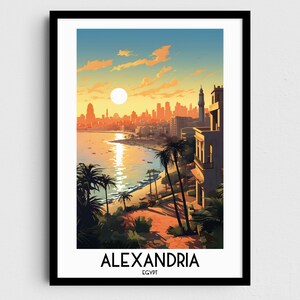 Alexandria Travel Wall Art, Egypt Painting Gifts, Middle East Home Decor, Digital Prints Posters, Printable Handmade Art, Canvas Download