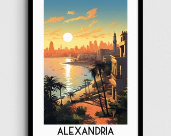Alexandria Egypt Travel Poster, Middle East Art Print (Digital Download)
