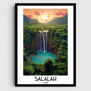 Salalah Travel Wall Art, Regalos de pintura de Omán, Decoración del hogar de Oriente Medio, Carteles de impresiones digitales, Arte hecho a mano imprimible, Descarga de lienzo omaní