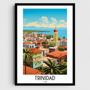 Trinidad Travel Wall Art, Regalos de pintura de Cuba, Decoración del hogar caribeño, Carteles de impresiones digitales, Arte hecho a mano imprimible, Descarga de lienzo cubano