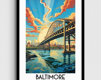 Baltimore Bridge Art Print, Maryland Home Decor (Digital Download)