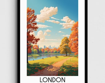London Travel Poster, UK Landscape Painting (Digital Download)