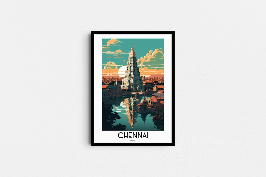 Chennai Travel Wall Art, India Painting Gifts, Asia Home Decor, Digital