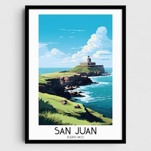 San Juan Travel Wall Art, Puerto Rico Painting Gifts, Caribbean Home Decor, Digital Prints Posters, Printable Handmade Art, Canvas Download