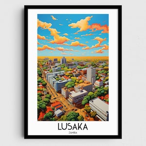 Lusaka Travel Wall Art, Zambia Painting Gifts, Africa Home Decor, Digital Prints Posters, Printable Handmade Art, Zambian Canvas Download