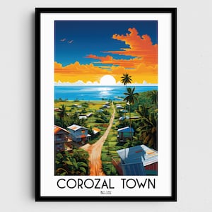 Corozal Town Travel Wall Art, Belize Painting Gifts, Caribbean Home Decor, Digital Prints Posters, Printable Handmade Art, Canvas Download