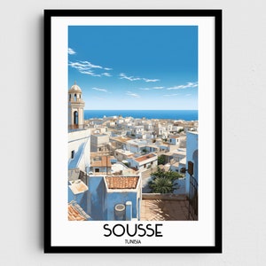 Sousse Travel Wall Art, Tunisia Painting Gifts, Africa Home Decor, Digital Prints Posters, Printable Handmade Art, Tunisian Canvas Download