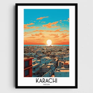 Karachi Travel Wall Art, Pakistan Painting Gifts, Asia Home Decor, Digital Prints Posters, Printable Handmade Art, Pakistani Canvas Download