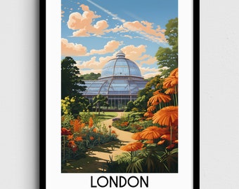 Póster turístico de Londres, lámina del Jardín Botánico (descarga digital)