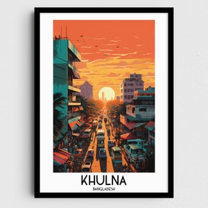 Arte da parete di viaggio Khulna, regali di pittura del Bangladesh, decorazioni per la casa in Asia, poster con stampe digitali, arte stampabile fatta a mano, download su tela