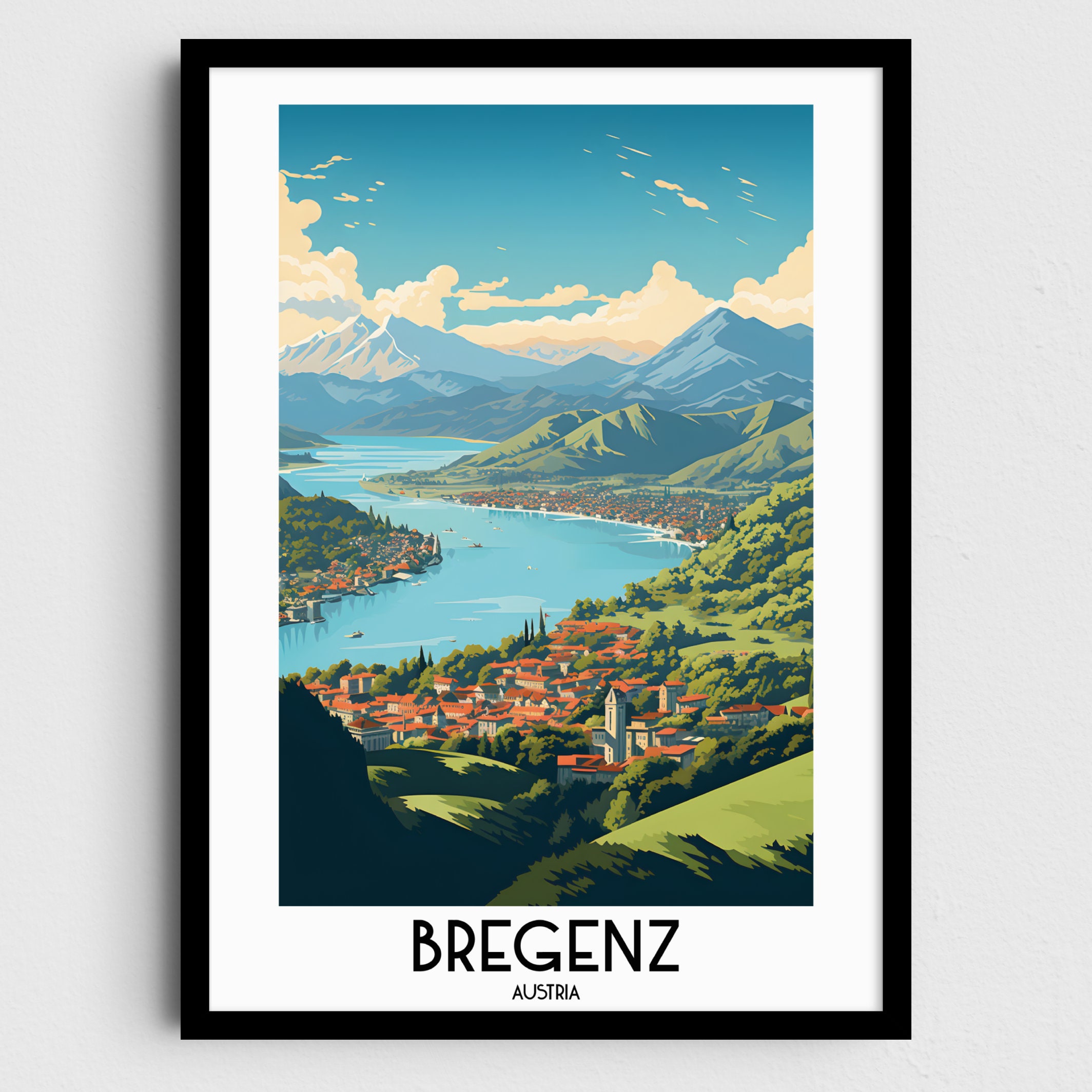 Bregenz Travel Wall Art, Austria Painting Gifts, Europe Home Decor, Digital Prints Posters, Printable Handmade Art, Austrian Canvas Download