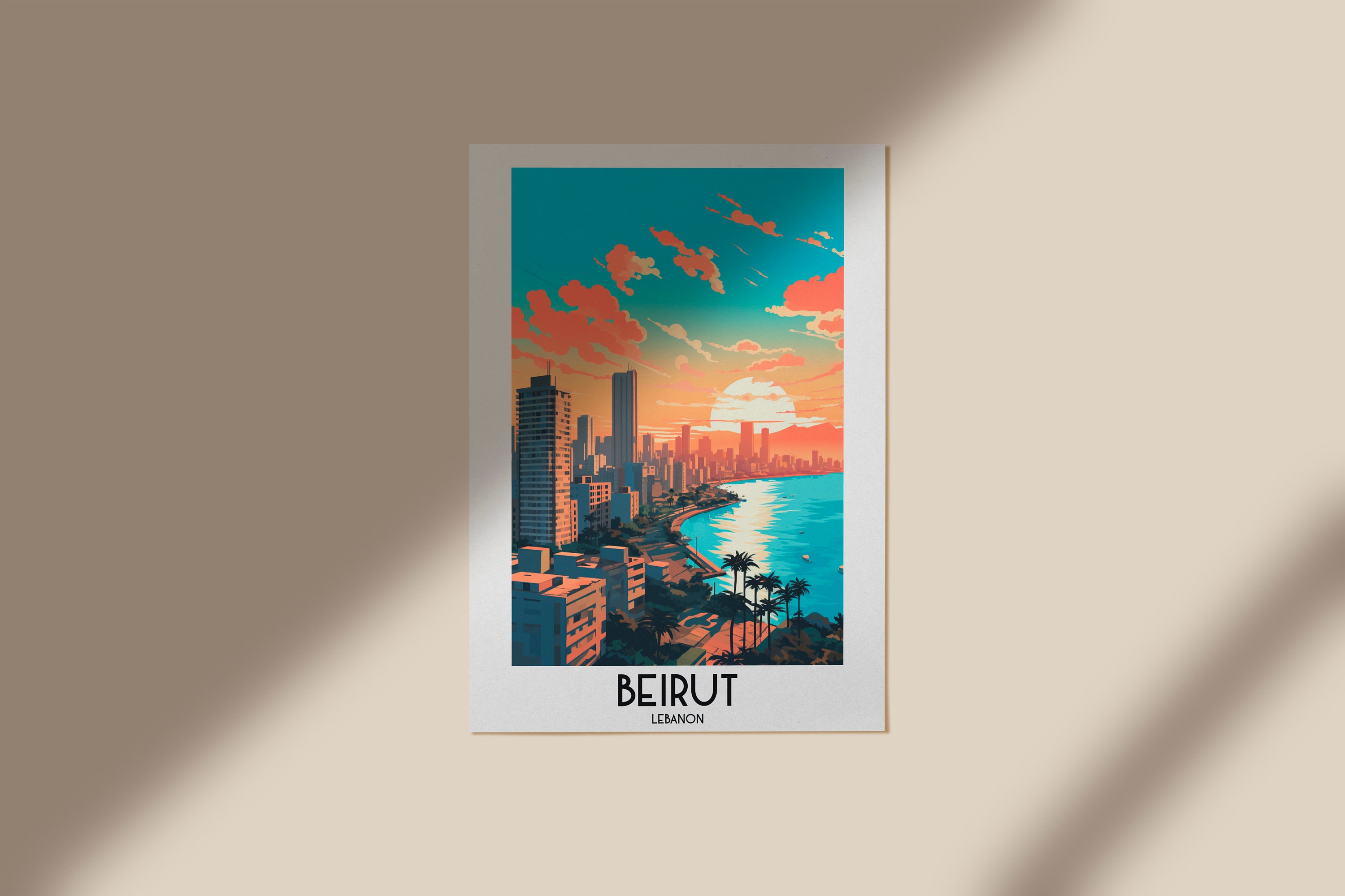 Beirut Travel Wall Art, Lebanon Painting Gifts, Asia Home Decor, Levant Digital Prints Posters