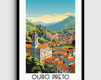 Ouro Preto Brazil Travel Poster, South America Wall Art (Digital Download)
