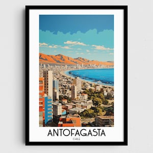 Antofagasta Travel Wall Art, Regalos de pintura de Chile, Decoración del hogar de América del Sur, Carteles de impresiones digitales, Arte hecho a mano imprimible, Descarga de lienzo