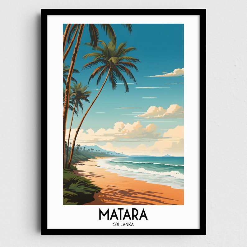 Matara Travel Wall Art, Sri Lanka Painting Gifts, Asia Home Decor, Digital Prints Posters