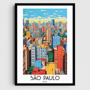 São Paulo Travel Wall Art, Brazil Painting Gifts, South America Home Decor, Digital Prints Posters, Printable Handmade Art, Canvas Download