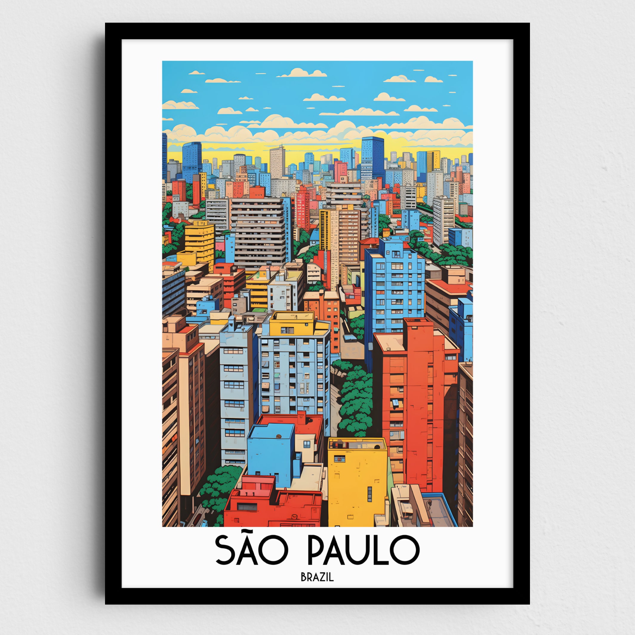 São Paulo Brazil Art Print, Cityscape Painting (digital Download 