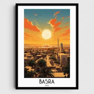 Basra Reise Wandkunst, irakische Malerei Geschenke, Naher Osten Wohnkultur, Digitaldrucke Poster, druckbare handgemachte Kunst, irakische Leinwand Download