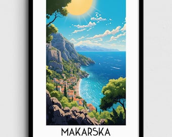 Makarska Croatia Travel Poster, Coastal Home Decor (Digital Download)